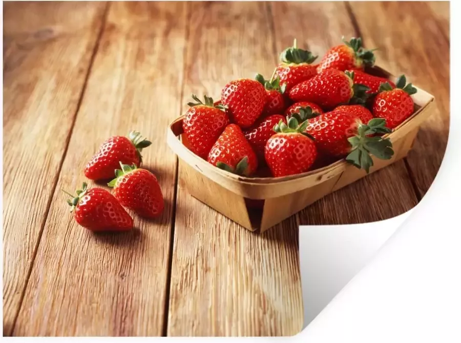 StickerSnake Muurstickers Sticker Folie Aardbei Tafel Fruit 40x30 cm Plakfolie Muurstickers Kinderkamer Zelfklevend Behang Zelfklevend behangpapier Stickerfolie