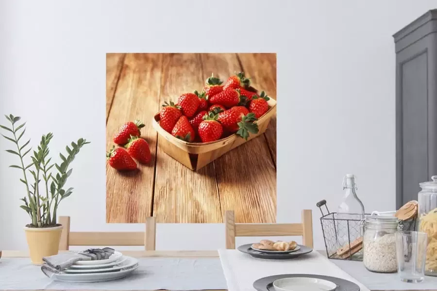 StickerSnake Muurstickers Aardbei Tafel Fruit 100x100 cm Plakfolie XXL