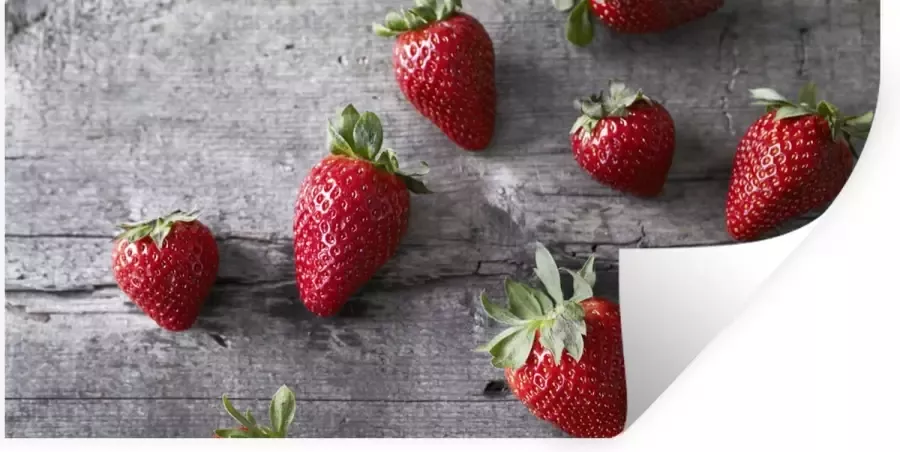 StickerSnake Muurstickers Aardbei Tafel Hout 120x60 cm Plakfolie