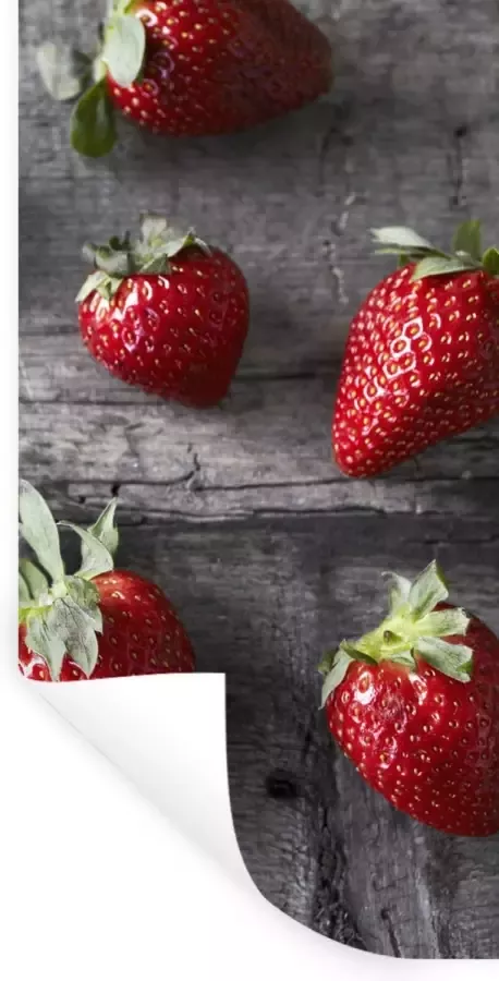 StickerSnake Muurstickers Aardbei Tafel Hout 60x120 cm Plakfolie