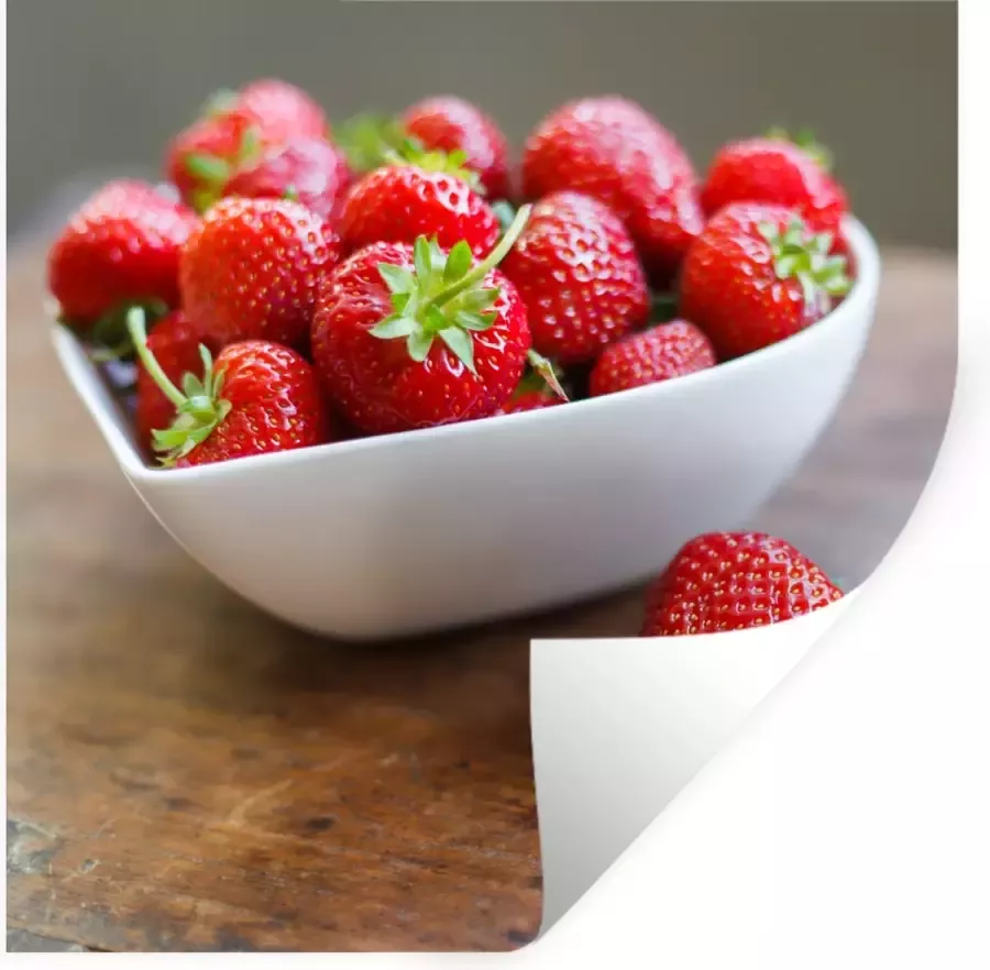 StickerSnake Muurstickers Sticker Folie Aardbei Tafel Kom 120x120 cm Plakfolie Muurstickers Kinderkamer Zelfklevend Behang XXL Zelfklevend behangpapier Stickerfolie