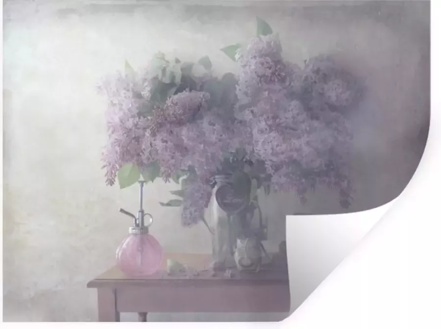 StickerSnake Muurstickers Sticker Folie Bloemen Tafel Stilleven 80x60 cm Plakfolie Muurstickers Kinderkamer Zelfklevend Behang Zelfklevend behangpapier Stickerfolie