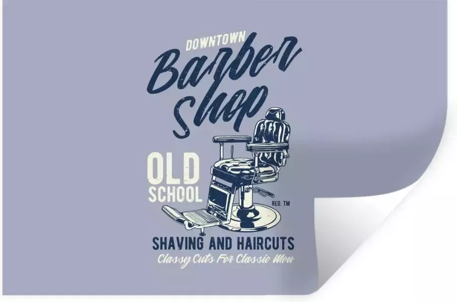 StickerSnake Muurstickers Sticker Folie Mancave Stoel Barber Luxe Vintage 120x80 cm Plakfolie Muurstickers Kinderkamer Zelfklevend Behang Zelfklevend behangpapier Stickerfolie