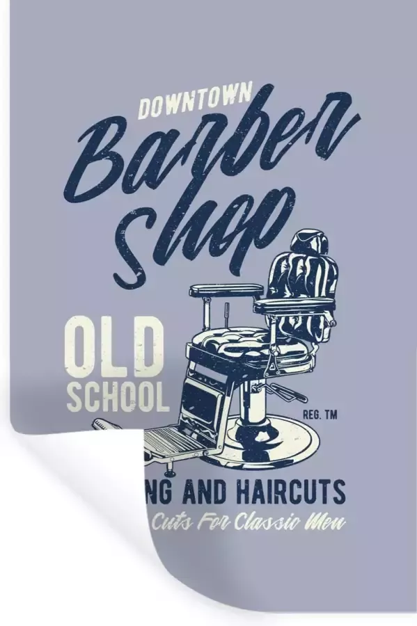 StickerSnake Muurstickers Sticker Folie Mancave Stoel Barber Vintage 20x30 cm Plakfolie Muurstickers Kinderkamer Zelfklevend Behang Zelfklevend behangpapier Stickerfolie