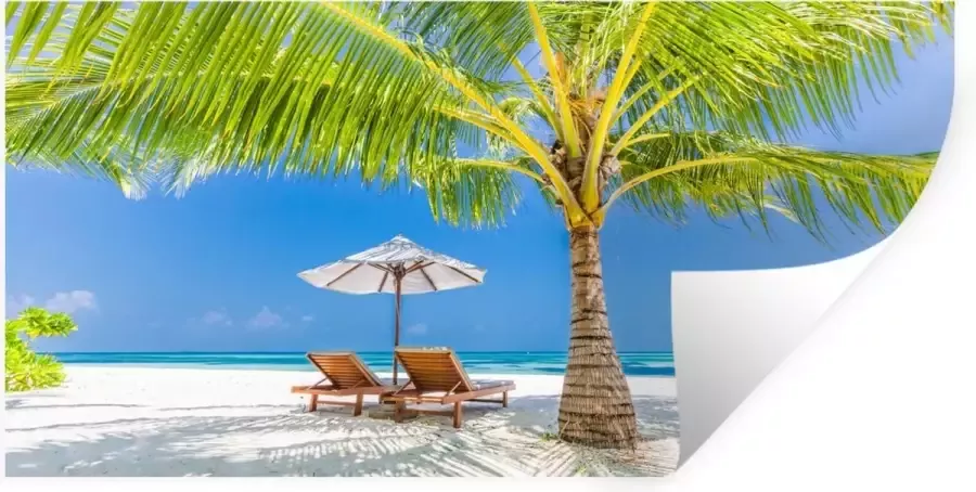 StickerSnake Muurstickers Sticker Folie Palmboom Strandstoel Parasol 40x20 cm Plakfolie Muurstickers Kinderkamer Zelfklevend Behang Zelfklevend behangpapier Stickerfolie