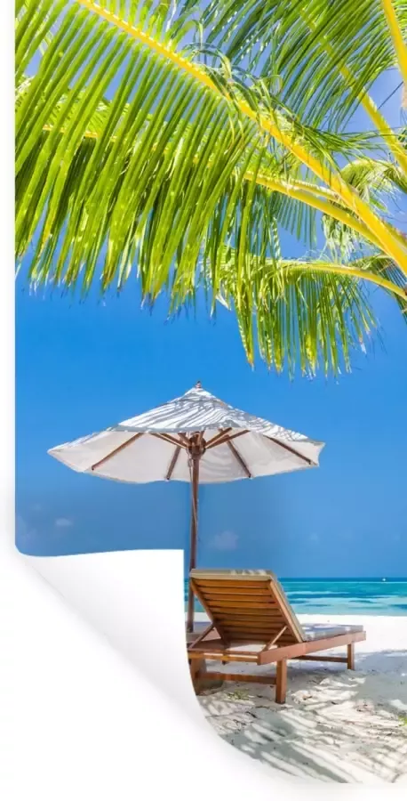 StickerSnake Muurstickers Sticker Folie Palmboom Strandstoel Parasol 60x120 cm Plakfolie Muurstickers Kinderkamer Zelfklevend Behang Zelfklevend behangpapier Stickerfolie