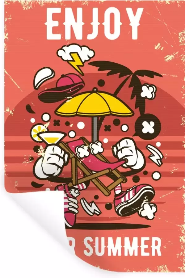 StickerSnake Muurstickers Sticker Folie Parasol Zomer Retro 40x60 cm Plakfolie Muurstickers Kinderkamer Zelfklevend Behang Zelfklevend behangpapier Stickerfolie