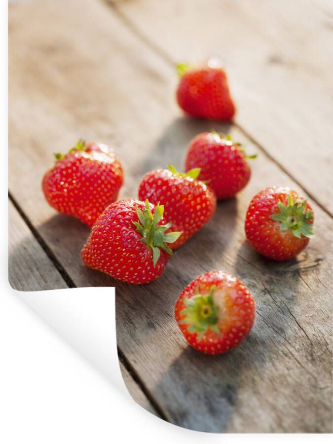 StickerSnake Muurstickers Sticker Folie Aardbei Fruit Tafel 90x120 cm Plakfolie Muurstickers Kinderkamer Zelfklevend Behang Zelfklevend behangpapier Stickerfolie