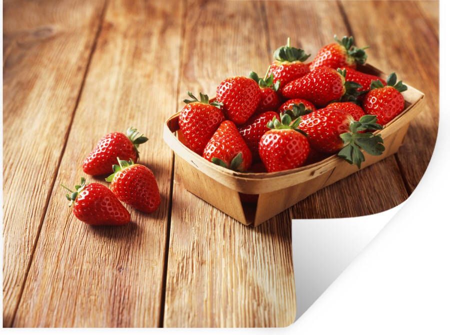 StickerSnake Muurstickers Sticker Folie Aardbei Tafel Fruit 80x60 cm Plakfolie Muurstickers Kinderkamer Zelfklevend Behang Zelfklevend behangpapier Stickerfolie