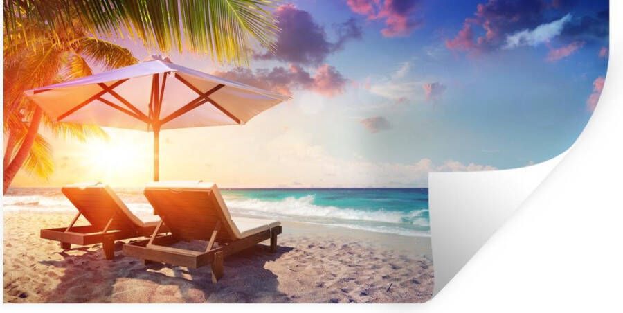 StickerSnake Muurstickers Sticker Folie Parasol Stoelen Strand 40x20 cm Plakfolie Muurstickers Kinderkamer Zelfklevend Behang Zelfklevend behangpapier Stickerfolie