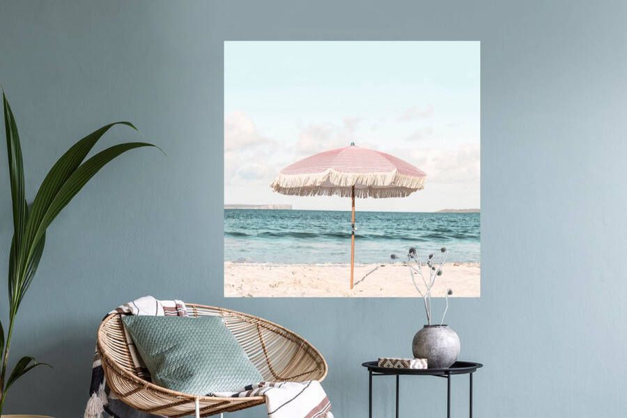 StickerSnake Muurstickers Sticker Folie Parasol Strand Zee Wolken 100x100 cm Plakfolie Muurstickers Kinderkamer Zelfklevend Behang XXL