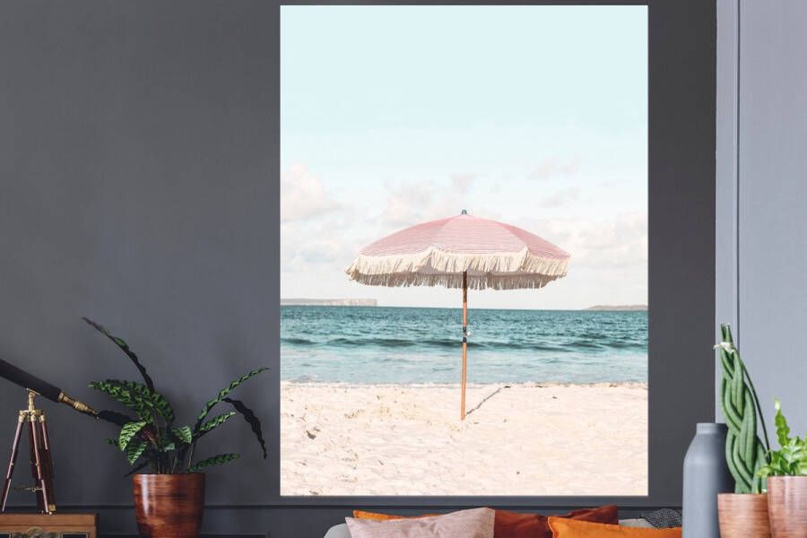 StickerSnake Muurstickers Sticker Folie Parasol Strand Zee Wolken 120x160 cm Plakfolie Muurstickers Kinderkamer Zelfklevend Behang XXL Zelfklevend behangpapier Stickerfolie