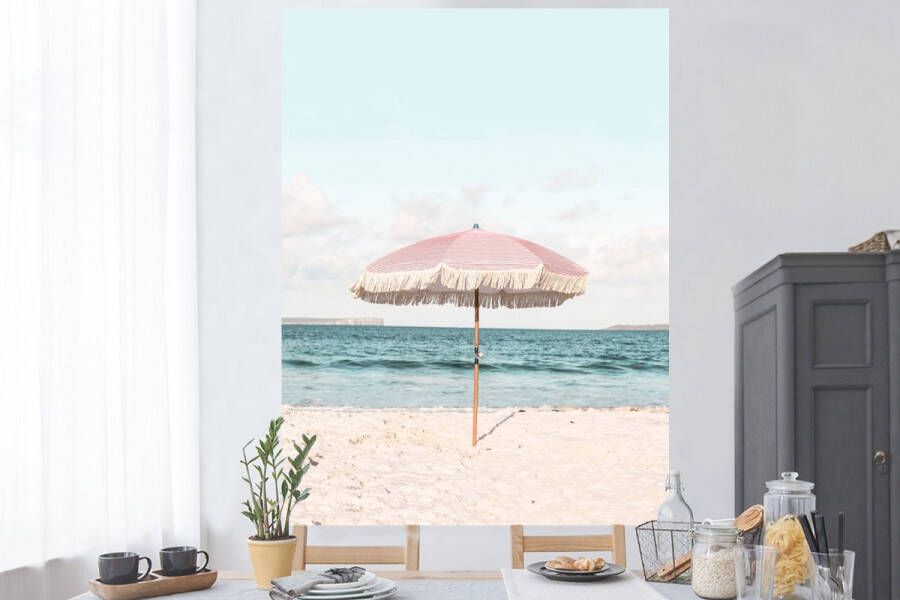 StickerSnake Muurstickers Sticker Folie Parasol Strand Zee Wolken 120x160 cm Plakfolie Muurstickers Kinderkamer Zelfklevend Behang XXL