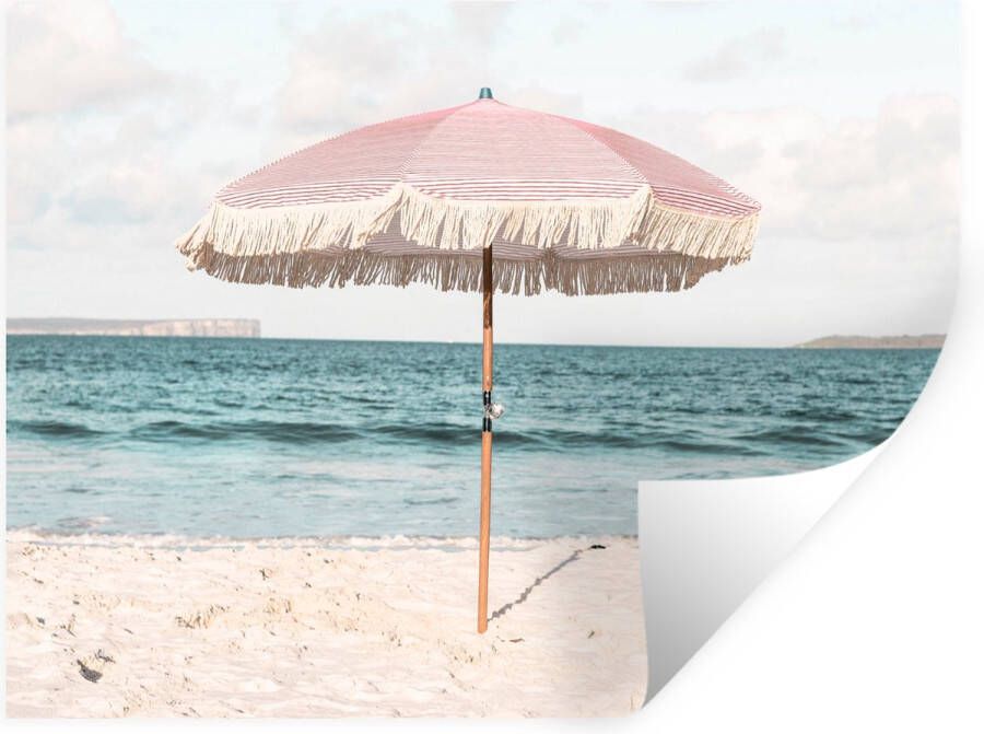 StickerSnake Muurstickers Sticker Folie Parasol Strand Zee Wolken 160x120 cm Plakfolie Muurstickers Kinderkamer Zelfklevend Behang XXL Zelfklevend behangpapier Stickerfolie
