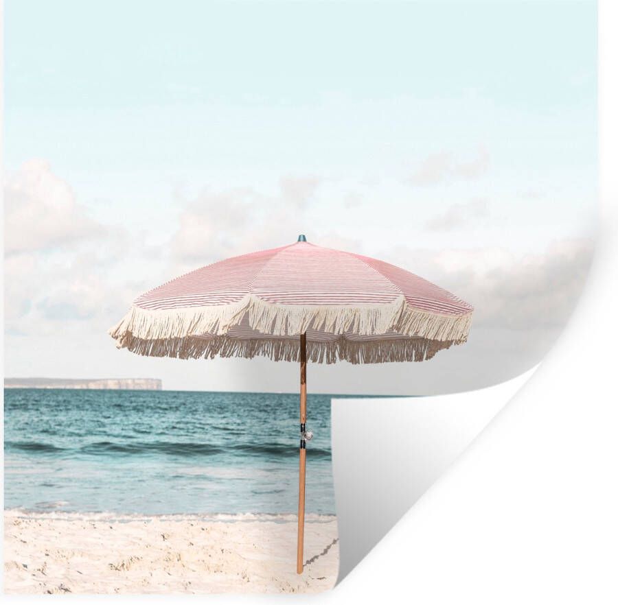 StickerSnake Muurstickers Sticker Folie Parasol Strand Zee Wolken 80x80 cm Plakfolie Muurstickers Kinderkamer Zelfklevend Behang