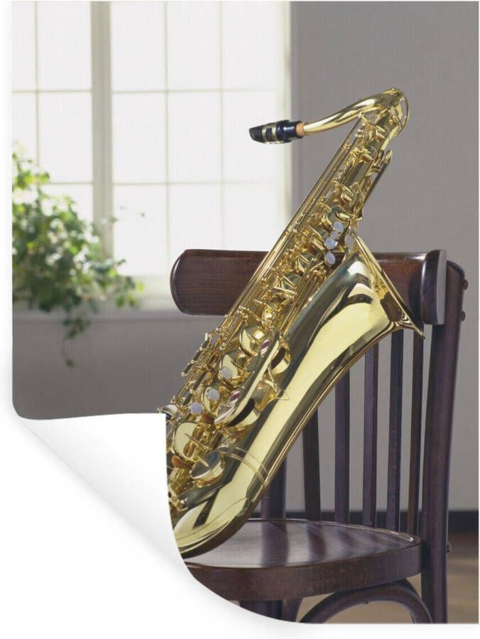 StickerSnake Muurstickers Sticker Folie Saxofoon op eens stoel 60x80 cm Plakfolie Muurstickers Kinderkamer Zelfklevend Behang Zelfklevend behangpapier Stickerfolie