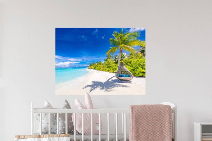 StickerSnake Muurstickers Sticker Folie Strand Palm Hangstoel 80x60 cm Plakfolie Muurstickers Kinderkamer Zelfklevend Behang Zelfklevend behangpapier Stickerfolie