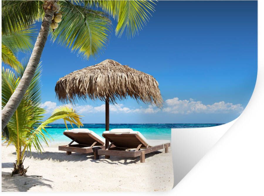 StickerSnake Muurstickers Sticker Folie Strand Parasol Zee 120x90 cm Plakfolie Muurstickers Kinderkamer Zelfklevend Behang Zelfklevend behangpapier Stickerfolie