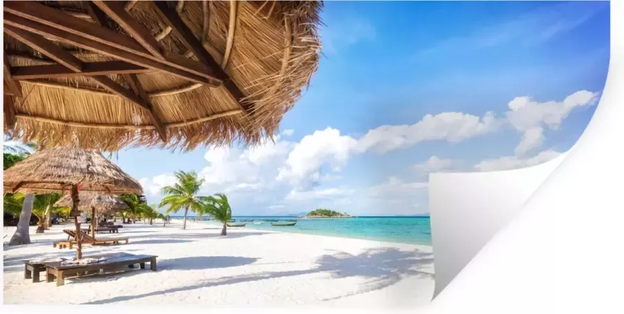 StickerSnake Muurstickers Sticker Folie Strand Parasol Zee Eiland 80x40 cm Plakfolie Muurstickers Kinderkamer Zelfklevend Behang