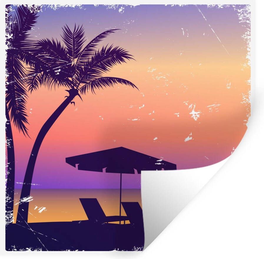 StickerSnake Muurstickers Sticker Folie Strandstoel Parasol Nacht Waterverf 30x30 cm Plakfolie Muurstickers Kinderkamer Zelfklevend Behang Zelfklevend behangpapier Stickerfolie