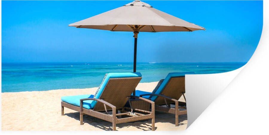 StickerSnake Muurstickers Sticker Folie Strandstoel Parasol Zomer Zee 40x20 cm Plakfolie Muurstickers Kinderkamer Zelfklevend Behang Zelfklevend behangpapier Stickerfolie