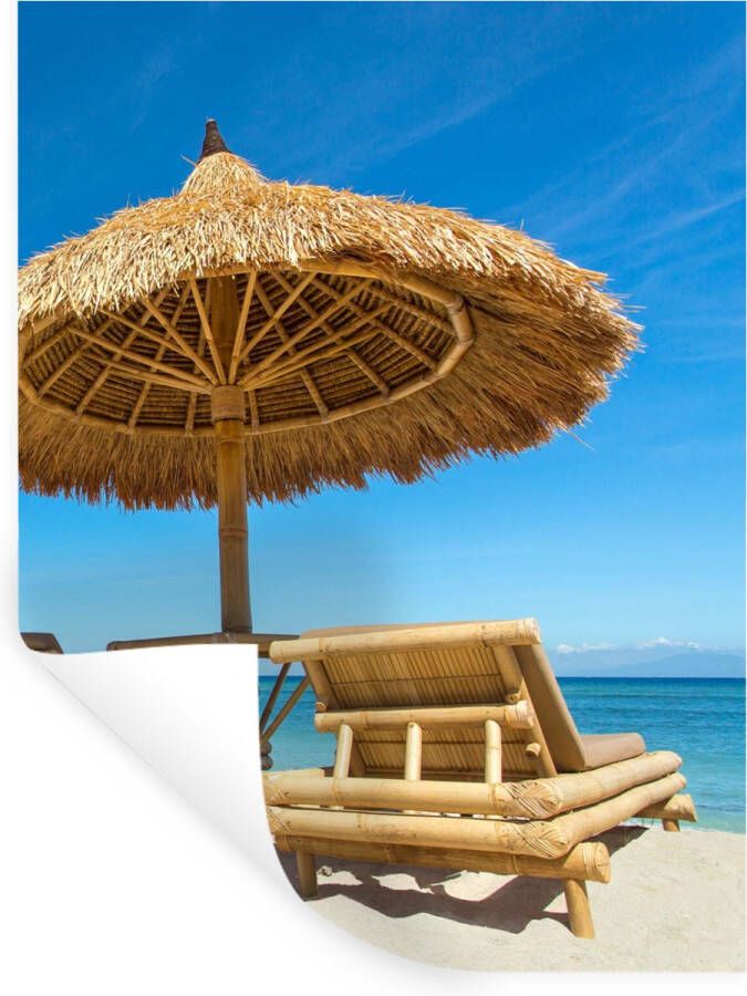 StickerSnake Muurstickers Sticker Folie Strandstoel Strand Parasol Zee Zomer 120x160 cm Plakfolie Muurstickers Kinderkamer Zelfklevend Behang XXL Zelfklevend behangpapier Stickerfolie
