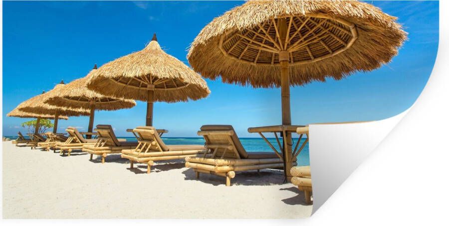 StickerSnake Muurstickers Sticker Folie Strandstoel Strand Parasol Zee Zomer 40x20 cm Plakfolie Muurstickers Kinderkamer Zelfklevend Behang Zelfklevend behangpapier Stickerfolie