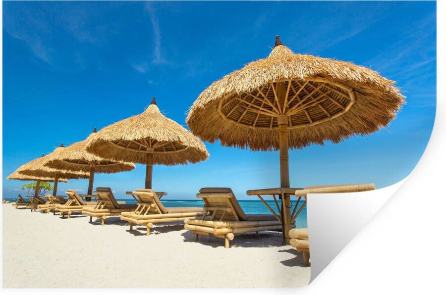 StickerSnake Muurstickers Sticker Folie Strandstoel Strand Parasol Zee Zomer 60x40 cm Plakfolie Muurstickers Kinderkamer Zelfklevend Behang Zelfklevend behangpapier Stickerfolie