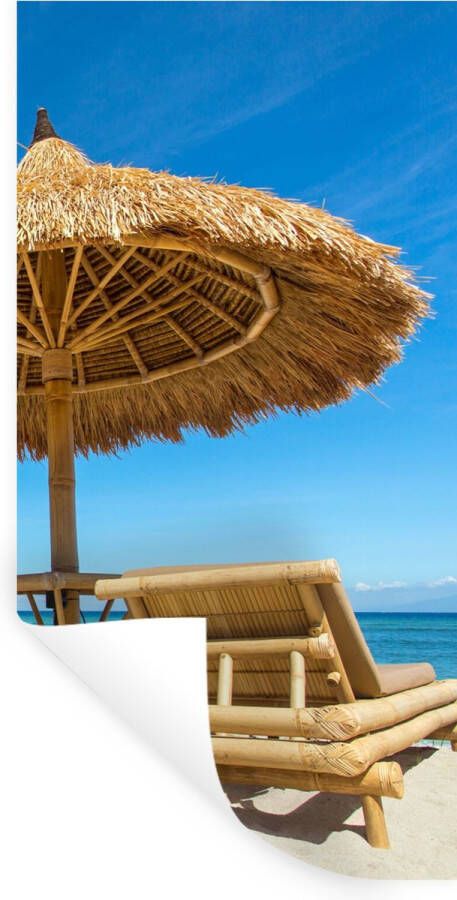 StickerSnake Muurstickers Sticker Folie Strandstoel Strand Parasol Zee Zomer 80x160 cm Plakfolie Muurstickers Kinderkamer Zelfklevend Behang Zelfklevend behangpapier Stickerfolie