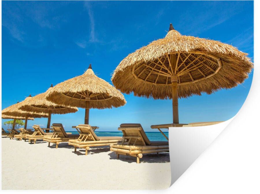 StickerSnake Muurstickers Sticker Folie Strandstoel Strand Parasol Zee Zomer 80x60 cm Plakfolie Muurstickers Kinderkamer Zelfklevend Behang Zelfklevend behangpapier Stickerfolie