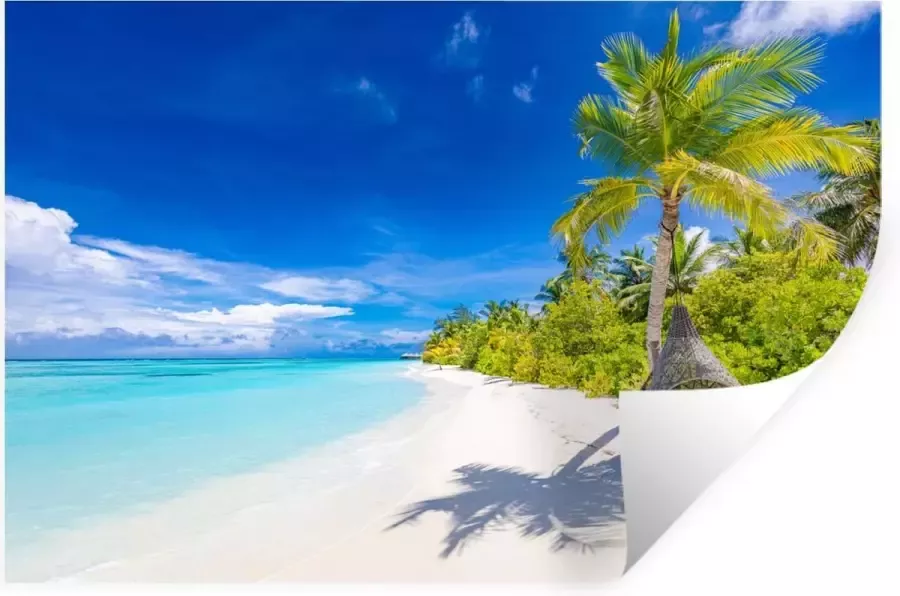 StickerSnake Muurstickers Sticker Folie Strand Palm Hangstoel 90x60 cm Plakfolie Muurstickers Kinderkamer Zelfklevend Behang Zelfklevend behangpapier Stickerfolie