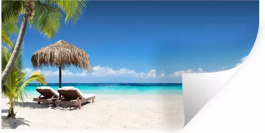 StickerSnake Muurstickers Sticker Folie Strand Parasol Zee 80x40 cm Plakfolie Muurstickers Kinderkamer Zelfklevend Behang Zelfklevend behangpapier Stickerfolie
