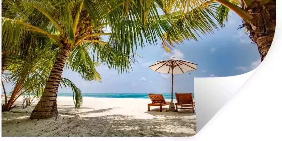 StickerSnake Muurstickers Sticker Folie Strand Strandstoel Parasol 160x80 cm Plakfolie Muurstickers Kinderkamer Zelfklevend Behang Zelfklevend behangpapier Stickerfolie