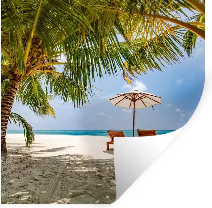 StickerSnake Muurstickers Sticker Folie Strand Strandstoel Parasol 50x50 cm Plakfolie Muurstickers Kinderkamer Zelfklevend Behang Zelfklevend behangpapier Stickerfolie