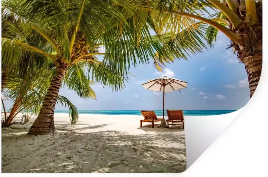 StickerSnake Muurstickers Sticker Folie Strand Strandstoel Parasol 60x40 cm Plakfolie Muurstickers Kinderkamer Zelfklevend Behang Zelfklevend behangpapier Stickerfolie