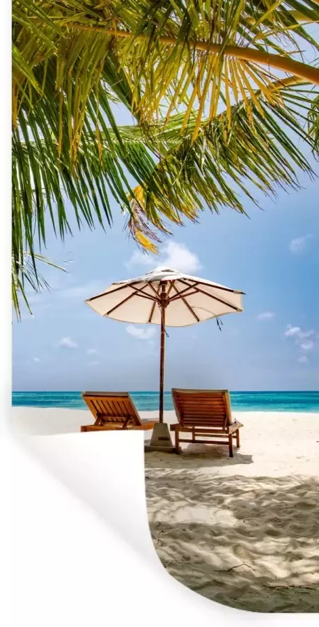 StickerSnake Muurstickers Sticker Folie Strand Strandstoel Parasol 80x160 cm Plakfolie Muurstickers Kinderkamer Zelfklevend Behang Zelfklevend behangpapier Stickerfolie