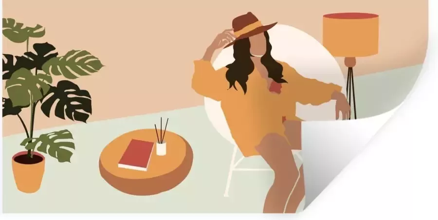 StickerSnake Muurstickers Sticker Folie Vrouwen Stoel Zomer 40x20 cm Plakfolie Muurstickers Kinderkamer Zelfklevend Behang Zelfklevend behangpapier Stickerfolie