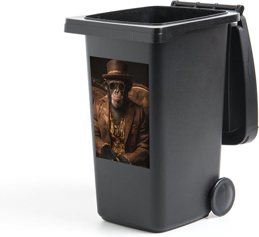 StickerSnake Container sticker Chimpansee Stoel Pak Bruin 40x60 cm Kliko sticker