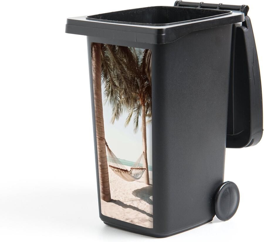 StickerSnake Container sticker Hangmat Palmbomen Strand Zee 38x80 cm Kliko sticker