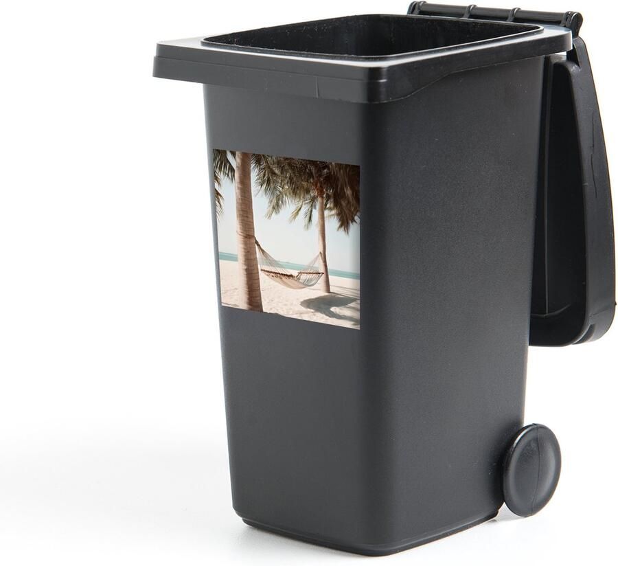 StickerSnake Container sticker Hangmat Palmbomen Strand Zee 40x40 cm Kliko sticker