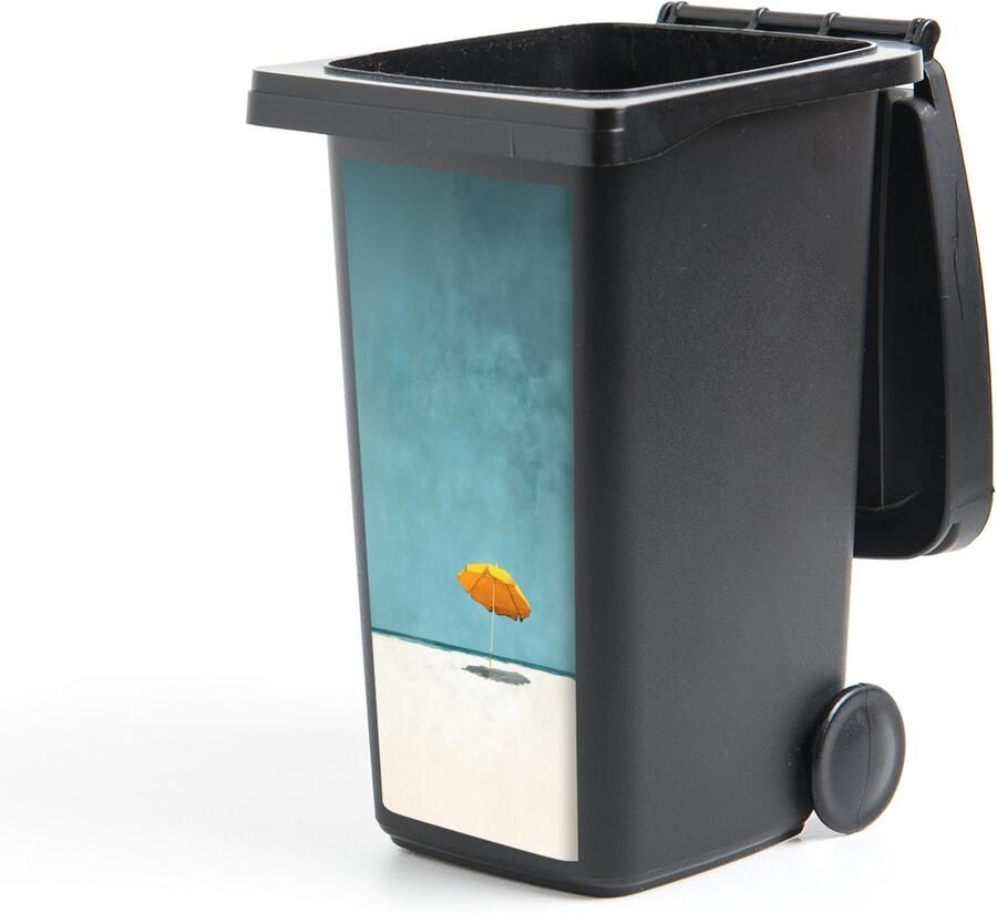 StickerSnake Container sticker Parasol Geel Strand Zee 44x98 cm Kliko sticker