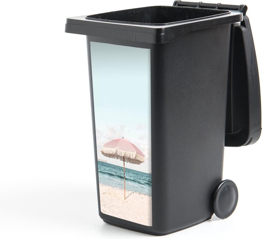 StickerSnake Container sticker Parasol Strand Zee Wolken 38x80 cm Kliko sticker