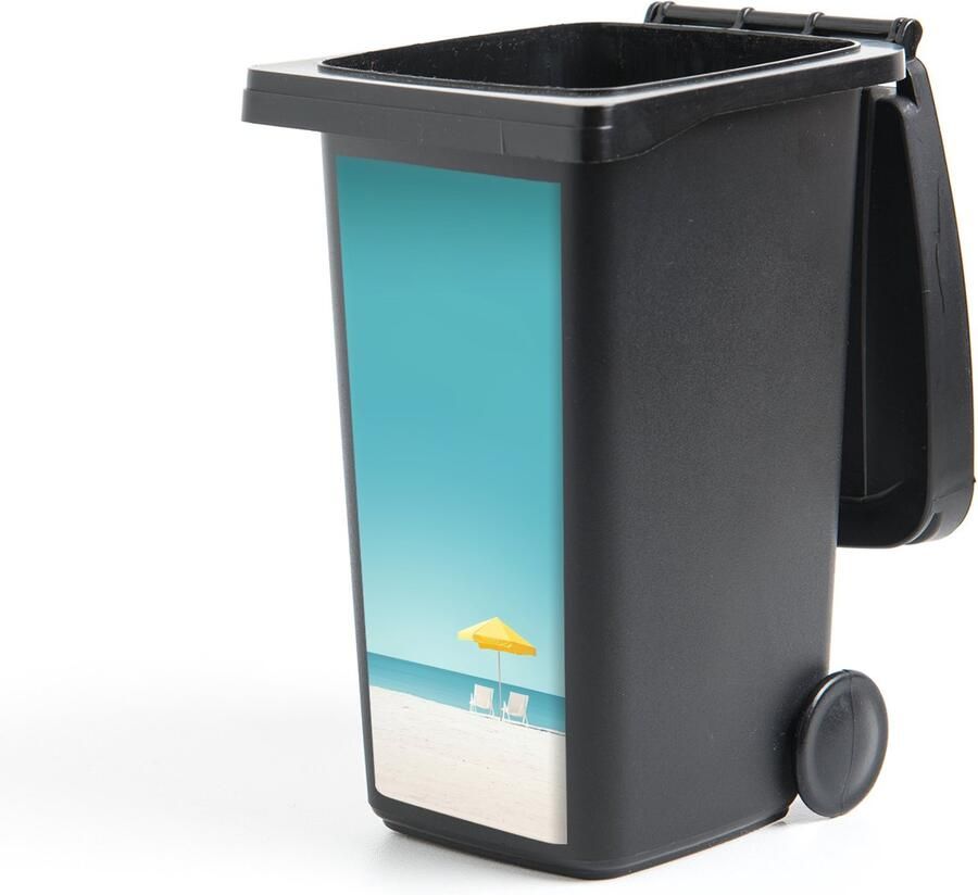 StickerSnake Container sticker Strand Blauwe lucht Geel Parasol 44x98 cm Kliko sticker