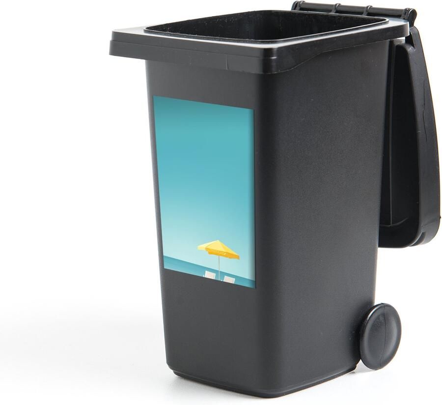 StickerSnake Container sticker Strand Blauwe lucht Geel Parasol 40x60 cm Kliko sticker