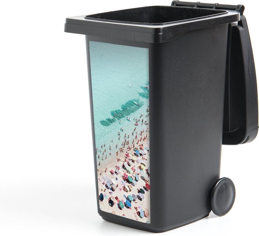 StickerSnake Container sticker Zee Strand Parasols Blauw Zomer 44x98 cm Kliko sticker