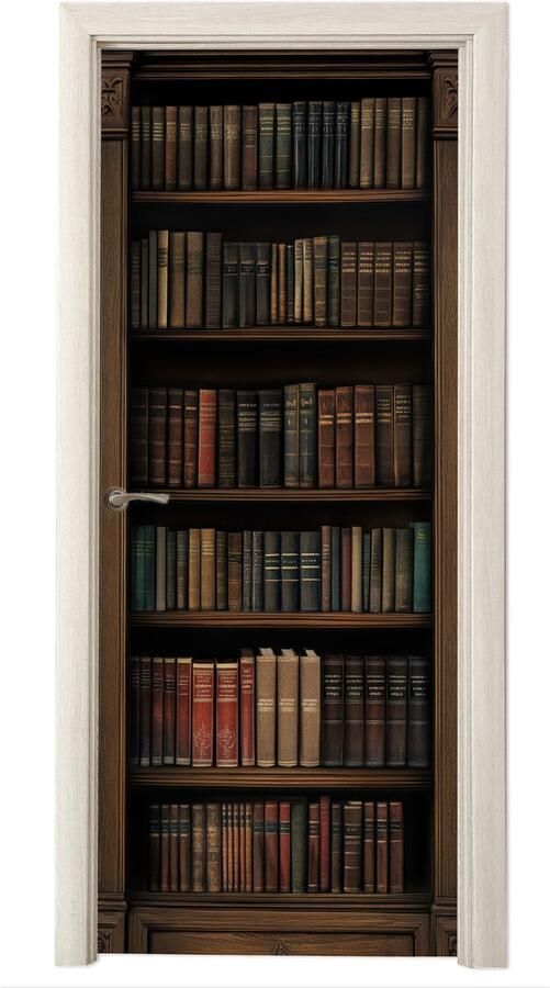 StickerSnake Deurposter 90x215 cm Deursticker Boekenkast Vintage Bruin Meubelfolie zelfklevend Deurfolie woonkamer Interieurfolie fotobehang Deur plakfolie Deurstickers Deurbehang sticker Kamer decoratie