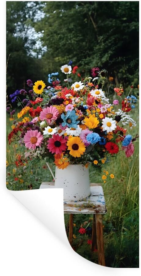 StickerSnake Muurstickers Sticker Folie Bloemen Krukje Gieter Veld 40x80 cm Plakfolie Muurstickers Kinderkamer Zelfklevend Behang Zelfklevend behangpapier Stickerfolie