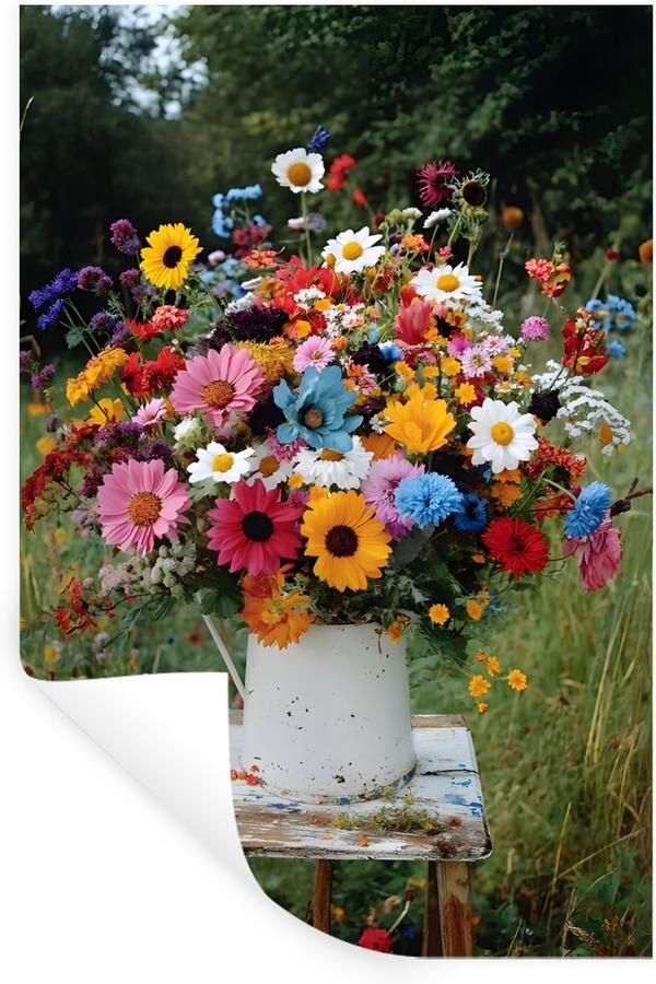 StickerSnake Muurstickers Sticker Folie Bloemen Krukje Gieter Veld 40x60 cm Plakfolie Muurstickers Kinderkamer Zelfklevend Behang Zelfklevend behangpapier Stickerfolie