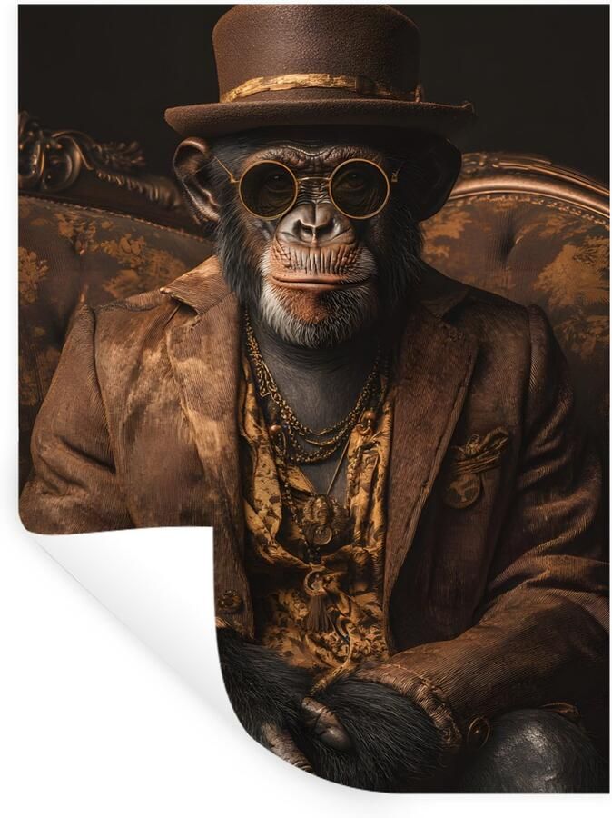 StickerSnake Muurstickers Sticker Folie Chimpansee Stoel Pak Bruin 90x120 cm Plakfolie Muurstickers Kinderkamer Zelfklevend Behang Zelfklevend behangpapier Stickerfolie