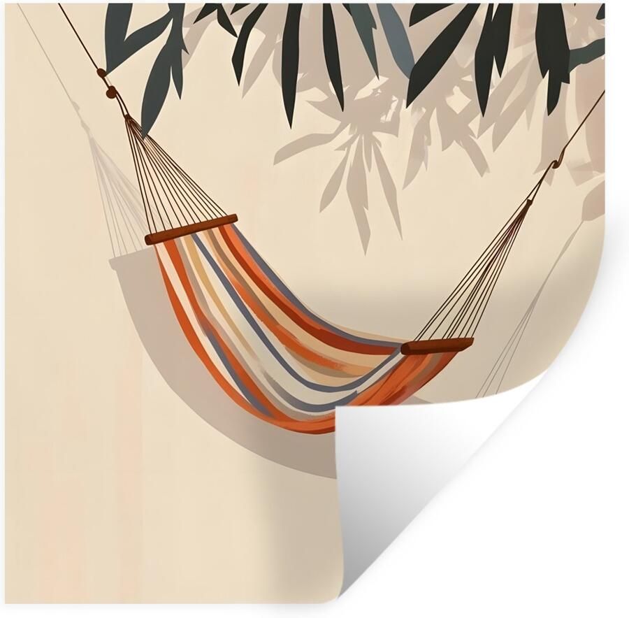 StickerSnake Muurstickers Sticker Folie Hangmat Kleurrijk Bladeren Schaduw 100x100 cm Plakfolie Muurstickers Kinderkamer Zelfklevend Behang XXL Zelfklevend behangpapier Stickerfolie